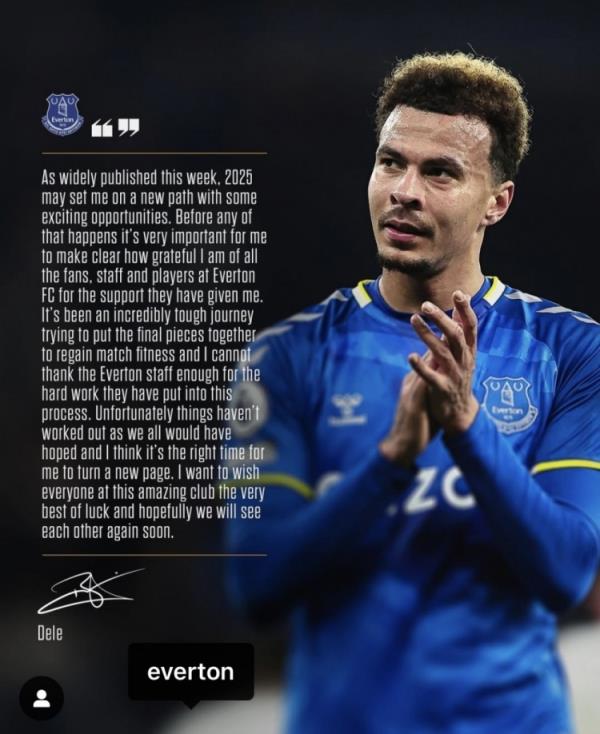 阿里告別埃弗頓：是時(shí)候開(kāi)始新篇章了，感謝所有人對(duì)我的支持