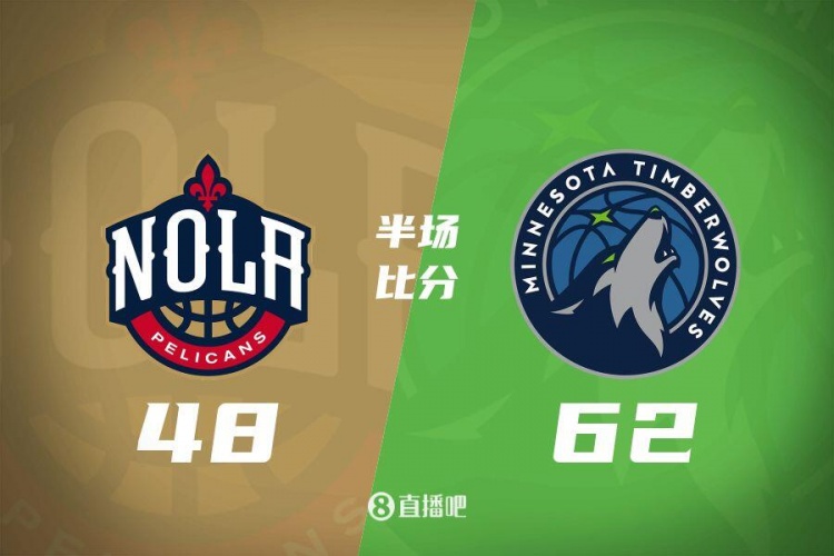半場戰(zhàn)報(bào)：森林狼62-48領(lǐng)先鵜鶘 蘭德爾14分/戈貝爾10分/CJ13分