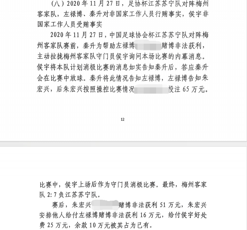 網(wǎng)傳判決書：足協(xié)杯梅州2-7江蘇，梅州門將侯宇收25萬(wàn)消極比賽