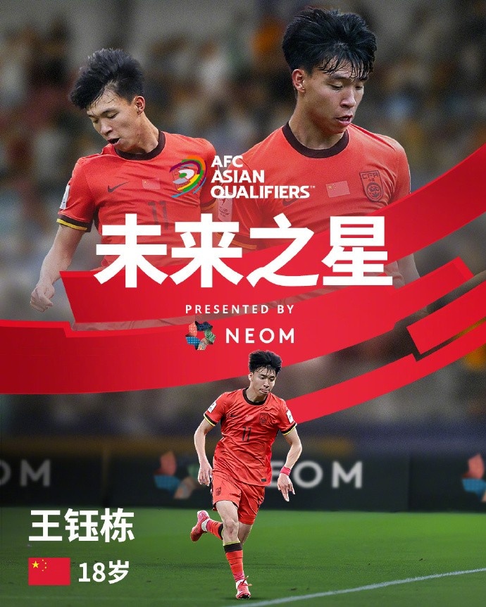 亞洲杯官方社媒發(fā)布王鈺棟個(gè)人海報(bào)：青年軍的旗幟，飄揚(yáng)在前哨