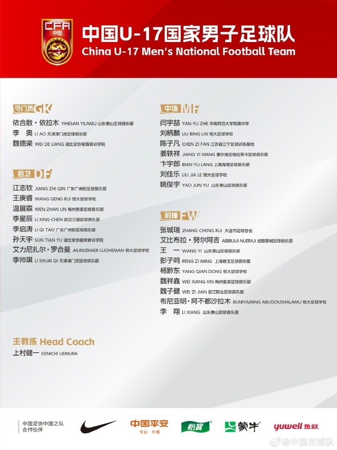 北青體育：U17國(guó)足落選球員彭子鳴、李星辰、陳子凡仍留隊(duì)合練
